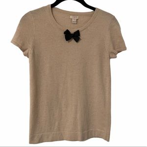 XXS JCREW short sleeve dressy shirt with black bow